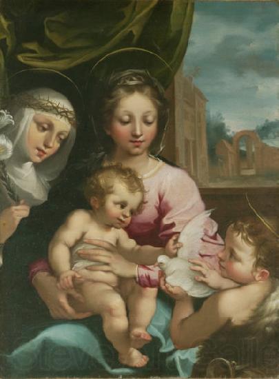 Rutilio Manetti Virgin and Child with the Young Saint John the Baptist and Saint Catherine of Siena Spain oil painting art